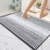 image:imageOLANLY Toilet Rugs UShaped 24x20 Extra Soft Absorbent Chenille Striped Contour Bathroom Rugs for Toilet Dry Quickly Machine Washable NonSlip Bath Mat GreyGrey