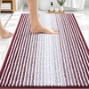 image:imageOLANLY Toilet Rugs UShaped 24x20 Extra Soft Absorbent Chenille Striped Contour Bathroom Rugs for Toilet Dry Quickly Machine Washable NonSlip Bath Mat GreyBurgundy