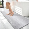 image:imageOLANLY Toilet Rugs UShaped 24x20 Extra Soft Absorbent Chenille Striped Contour Bathroom Rugs for Toilet Dry Quickly Machine Washable NonSlip Bath Mat GreyLight Grey