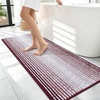 image:imageOLANLY Toilet Rugs UShaped 24x20 Extra Soft Absorbent Chenille Striped Contour Bathroom Rugs for Toilet Dry Quickly Machine Washable NonSlip Bath Mat GreyBurgundy