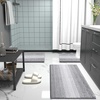 image:imageOLANLY Toilet Rugs UShaped 24x20 Extra Soft Absorbent Chenille Striped Contour Bathroom Rugs for Toilet Dry Quickly Machine Washable NonSlip Bath Mat GreyGrey