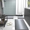 image:imageOLANLY Toilet Rugs UShaped 24x20 Extra Soft Absorbent Chenille Striped Contour Bathroom Rugs for Toilet Dry Quickly Machine Washable NonSlip Bath Mat GreyBlack