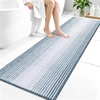 image:imageOLANLY Toilet Rugs UShaped 24x20 Extra Soft Absorbent Chenille Striped Contour Bathroom Rugs for Toilet Dry Quickly Machine Washable NonSlip Bath Mat GreyAiry Blue