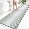 image:imageOLANLY Toilet Rugs UShaped 24x20 Extra Soft Absorbent Chenille Striped Contour Bathroom Rugs for Toilet Dry Quickly Machine Washable NonSlip Bath Mat GreySage Green