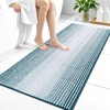 image:imageOLANLY Toilet Rugs UShaped 24x20 Extra Soft Absorbent Chenille Striped Contour Bathroom Rugs for Toilet Dry Quickly Machine Washable NonSlip Bath Mat GreyPeacock Blue