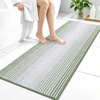 image:imageOLANLY Toilet Rugs UShaped 24x20 Extra Soft Absorbent Chenille Striped Contour Bathroom Rugs for Toilet Dry Quickly Machine Washable NonSlip Bath Mat GreySage Green
