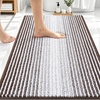 image:imageOLANLY Toilet Rugs UShaped 24x20 Extra Soft Absorbent Chenille Striped Contour Bathroom Rugs for Toilet Dry Quickly Machine Washable NonSlip Bath Mat GreyBrown