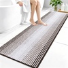 image:imageOLANLY Toilet Rugs UShaped 24x20 Extra Soft Absorbent Chenille Striped Contour Bathroom Rugs for Toilet Dry Quickly Machine Washable NonSlip Bath Mat GreyBrown