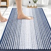 image:imageOLANLY Toilet Rugs UShaped 24x20 Extra Soft Absorbent Chenille Striped Contour Bathroom Rugs for Toilet Dry Quickly Machine Washable NonSlip Bath Mat GreyNavy