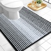 image:imageOLANLY Toilet Rugs UShaped 24x20 Extra Soft Absorbent Chenille Striped Contour Bathroom Rugs for Toilet Dry Quickly Machine Washable NonSlip Bath Mat GreyBlack