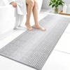 image:imageOLANLY Toilet Rugs UShaped 24x20 Extra Soft Absorbent Chenille Striped Contour Bathroom Rugs for Toilet Dry Quickly Machine Washable NonSlip Bath Mat GreyLight Grey