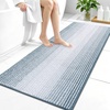 image:imageOLANLY Toilet Rugs UShaped 24x20 Extra Soft Absorbent Chenille Striped Contour Bathroom Rugs for Toilet Dry Quickly Machine Washable NonSlip Bath Mat GreyAiry Blue