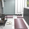 image:imageOLANLY Toilet Rugs UShaped 24x20 Extra Soft Absorbent Chenille Striped Contour Bathroom Rugs for Toilet Dry Quickly Machine Washable NonSlip Bath Mat GreyBurgundy