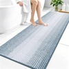 image:imageOLANLY Toilet Rugs UShaped 24x20 Extra Soft Absorbent Chenille Striped Contour Bathroom Rugs for Toilet Dry Quickly Machine Washable NonSlip Bath Mat GreyAiry Blue