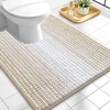 image:imageOLANLY Toilet Rugs UShaped 24x20 Extra Soft Absorbent Chenille Striped Contour Bathroom Rugs for Toilet Dry Quickly Machine Washable NonSlip Bath Mat GreyBeige