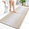 image:imageOLANLY Toilet Rugs UShaped 24x20 Extra Soft Absorbent Chenille Striped Contour Bathroom Rugs for Toilet Dry Quickly Machine Washable NonSlip Bath Mat GreyBeige