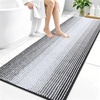 image:imageOLANLY Toilet Rugs UShaped 24x20 Extra Soft Absorbent Chenille Striped Contour Bathroom Rugs for Toilet Dry Quickly Machine Washable NonSlip Bath Mat GreyDark Grey