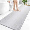 image:imageOLANLY Toilet Rugs UShaped 24x20 Extra Soft Absorbent Chenille Striped Contour Bathroom Rugs for Toilet Dry Quickly Machine Washable NonSlip Bath Mat GreyLight Grey