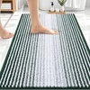 image:imageOLANLY Toilet Rugs UShaped 24x20 Extra Soft Absorbent Chenille Striped Contour Bathroom Rugs for Toilet Dry Quickly Machine Washable NonSlip Bath Mat GreyBlackish Green