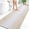 image:imageOLANLY Toilet Rugs UShaped 24x20 Extra Soft Absorbent Chenille Striped Contour Bathroom Rugs for Toilet Dry Quickly Machine Washable NonSlip Bath Mat GreyBeige