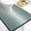 image:imageOLANLY Toilet Rugs UShaped 24x20 Extra Soft Absorbent Chenille Striped Contour Bathroom Rugs for Toilet Dry Quickly Machine Washable NonSlip Bath Mat GreyBlackish Green