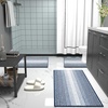 image:imageOLANLY Toilet Rugs UShaped 24x20 Extra Soft Absorbent Chenille Striped Contour Bathroom Rugs for Toilet Dry Quickly Machine Washable NonSlip Bath Mat GreyNavy