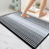 image:imageOLANLY Toilet Rugs UShaped 24x20 Extra Soft Absorbent Chenille Striped Contour Bathroom Rugs for Toilet Dry Quickly Machine Washable NonSlip Bath Mat GreyBlack