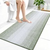 image:imageOLANLY Toilet Rugs UShaped 24x20 Extra Soft Absorbent Chenille Striped Contour Bathroom Rugs for Toilet Dry Quickly Machine Washable NonSlip Bath Mat GreySage Green