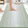 image:imageOLANLY Toilet Rugs UShaped 24x20 Extra Soft Absorbent Chenille Striped Contour Bathroom Rugs for Toilet Dry Quickly Machine Washable NonSlip Bath Mat GreySage Green