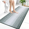image:imageOLANLY Toilet Rugs UShaped 24x20 Extra Soft Absorbent Chenille Striped Contour Bathroom Rugs for Toilet Dry Quickly Machine Washable NonSlip Bath Mat GreyBlackish Green