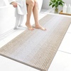 image:imageOLANLY Toilet Rugs UShaped 24x20 Extra Soft Absorbent Chenille Striped Contour Bathroom Rugs for Toilet Dry Quickly Machine Washable NonSlip Bath Mat GreyBeige
