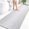 image:imageOLANLY Toilet Rugs UShaped 24x20 Extra Soft Absorbent Chenille Striped Contour Bathroom Rugs for Toilet Dry Quickly Machine Washable NonSlip Bath Mat GreyLight Grey