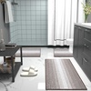 image:imageOLANLY Toilet Rugs UShaped 24x20 Extra Soft Absorbent Chenille Striped Contour Bathroom Rugs for Toilet Dry Quickly Machine Washable NonSlip Bath Mat GreyBrown