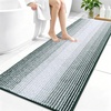 image:imageOLANLY Toilet Rugs UShaped 24x20 Extra Soft Absorbent Chenille Striped Contour Bathroom Rugs for Toilet Dry Quickly Machine Washable NonSlip Bath Mat GreyBlackish Green
