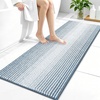 image:imageOLANLY Toilet Rugs UShaped 24x20 Extra Soft Absorbent Chenille Striped Contour Bathroom Rugs for Toilet Dry Quickly Machine Washable NonSlip Bath Mat GreyAiry Blue