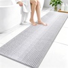 image:imageOLANLY Toilet Rugs UShaped 24x20 Extra Soft Absorbent Chenille Striped Contour Bathroom Rugs for Toilet Dry Quickly Machine Washable NonSlip Bath Mat GreyLight Grey
