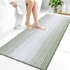 image:imageOLANLY Toilet Rugs UShaped 24x20 Extra Soft Absorbent Chenille Striped Contour Bathroom Rugs for Toilet Dry Quickly Machine Washable NonSlip Bath Mat GreySage Green