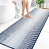 image:imageOLANLY Toilet Rugs UShaped 24x20 Extra Soft Absorbent Chenille Striped Contour Bathroom Rugs for Toilet Dry Quickly Machine Washable NonSlip Bath Mat GreyNavy