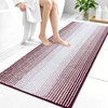 image:imageOLANLY Toilet Rugs UShaped 24x20 Extra Soft Absorbent Chenille Striped Contour Bathroom Rugs for Toilet Dry Quickly Machine Washable NonSlip Bath Mat GreyBurgundy