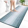 image:imageOLANLY Toilet Rugs UShaped 24x20 Extra Soft Absorbent Chenille Striped Contour Bathroom Rugs for Toilet Dry Quickly Machine Washable NonSlip Bath Mat GreyPeacock Blue
