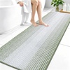 image:imageOLANLY Toilet Rugs UShaped 24x20 Extra Soft Absorbent Chenille Striped Contour Bathroom Rugs for Toilet Dry Quickly Machine Washable NonSlip Bath Mat GreySage Green
