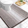 image:imageOLANLY Toilet Rugs UShaped 24x20 Extra Soft Absorbent Chenille Striped Contour Bathroom Rugs for Toilet Dry Quickly Machine Washable NonSlip Bath Mat GreyBrown