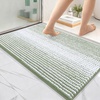 image:imageOLANLY Toilet Rugs UShaped 24x20 Extra Soft Absorbent Chenille Striped Contour Bathroom Rugs for Toilet Dry Quickly Machine Washable NonSlip Bath Mat GreySage Green