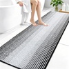 image:imageOLANLY Toilet Rugs UShaped 24x20 Extra Soft Absorbent Chenille Striped Contour Bathroom Rugs for Toilet Dry Quickly Machine Washable NonSlip Bath Mat GreyBlack