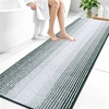 image:imageOLANLY Toilet Rugs UShaped 24x20 Extra Soft Absorbent Chenille Striped Contour Bathroom Rugs for Toilet Dry Quickly Machine Washable NonSlip Bath Mat GreyBlackish Green