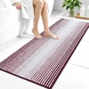 image:imageOLANLY Toilet Rugs UShaped 24x20 Extra Soft Absorbent Chenille Striped Contour Bathroom Rugs for Toilet Dry Quickly Machine Washable NonSlip Bath Mat GreyBurgundy
