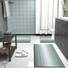 image:imageOLANLY Toilet Rugs UShaped 24x20 Extra Soft Absorbent Chenille Striped Contour Bathroom Rugs for Toilet Dry Quickly Machine Washable NonSlip Bath Mat GreyBlackish Green
