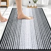 image:imageOLANLY Toilet Rugs UShaped 24x20 Extra Soft Absorbent Chenille Striped Contour Bathroom Rugs for Toilet Dry Quickly Machine Washable NonSlip Bath Mat GreyBlack