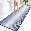 image:imageOLANLY Toilet Rugs UShaped 24x20 Extra Soft Absorbent Chenille Striped Contour Bathroom Rugs for Toilet Dry Quickly Machine Washable NonSlip Bath Mat GreyNavy