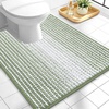 image:imageOLANLY Toilet Rugs UShaped 24x20 Extra Soft Absorbent Chenille Striped Contour Bathroom Rugs for Toilet Dry Quickly Machine Washable NonSlip Bath Mat GreySage Green